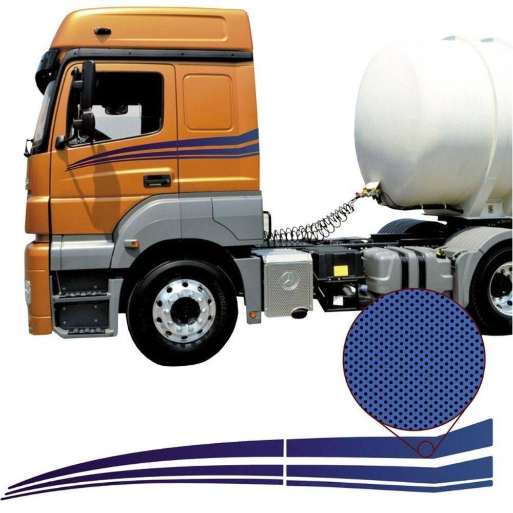 Kit Adesivo Faixas Par Mb Axor 1933 2544 2644 2041 2536 2019 Azul Azul