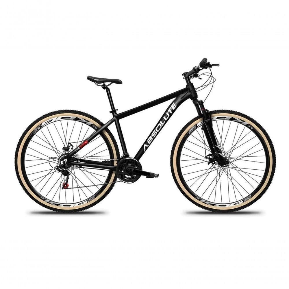 Bicicleta Aro 29 Absolute Nero 5 Alumínio 27v K7 Freio Disco Mecânico Garfo Suspensão Pneu Com Faixa - Preto Tam.23
