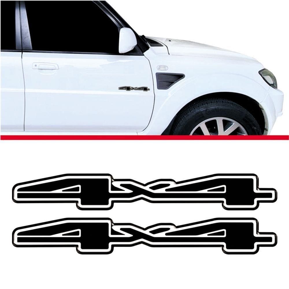 Par Adesivos 4x4 Pajero Tr4 2014-16 Emblema Lateral Resinado Preto