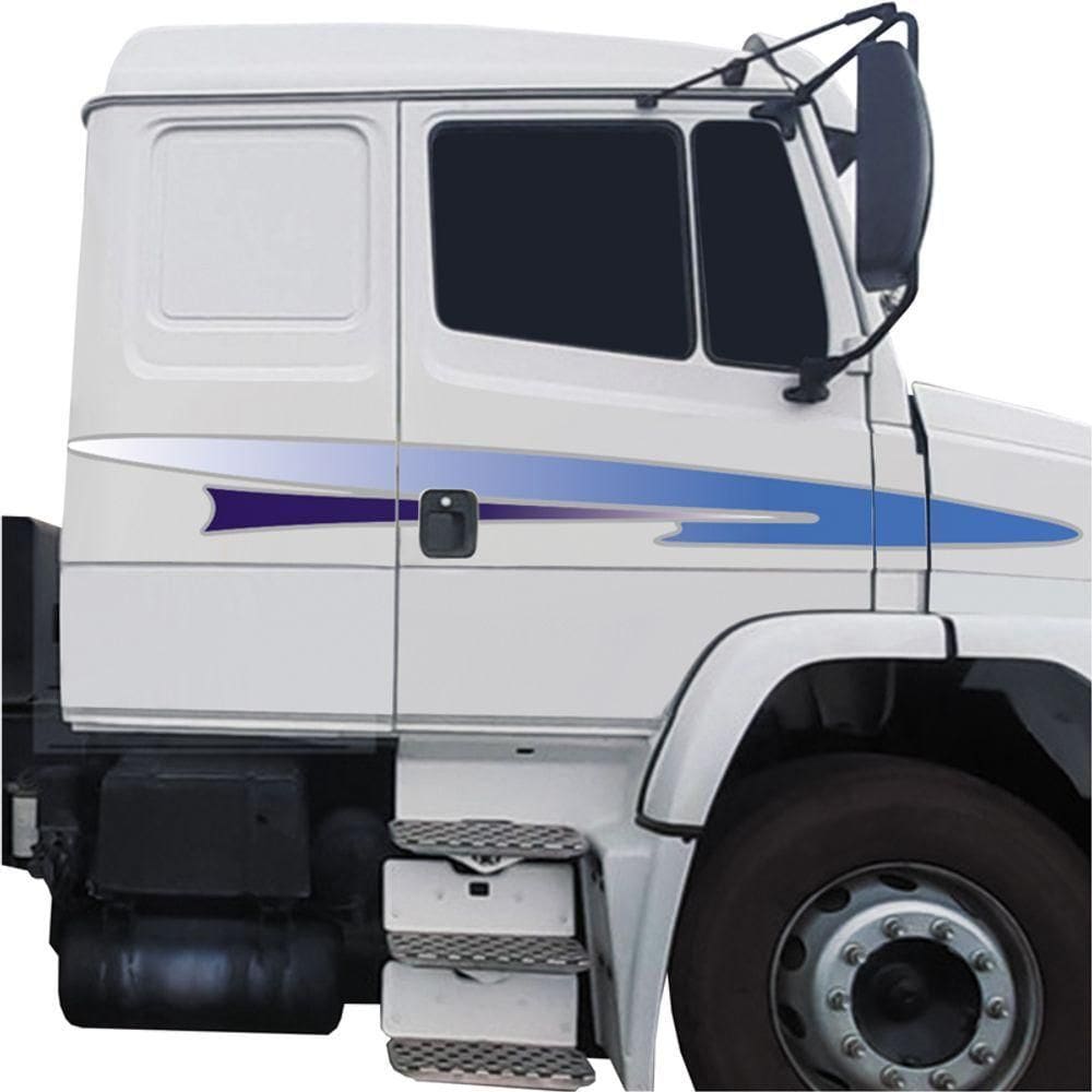 Faixas Mercedes Benz Mb Ls 1634 1999-2004 Adesivo Lateral Azul