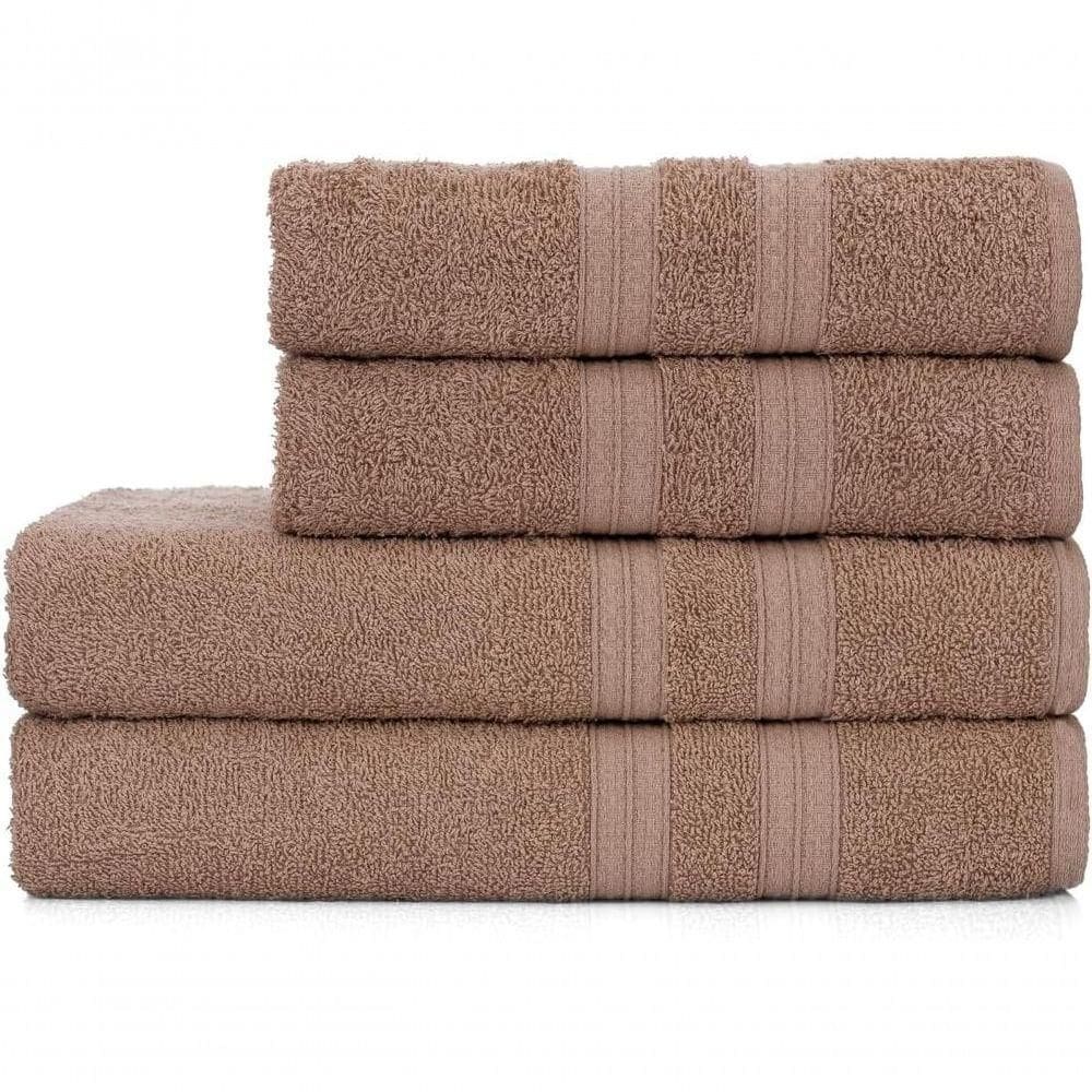 Jogo De Toalhas De Banho 4 Peças 100% Algodão Alta Absorção 2 Banho 2 Rosto Bege