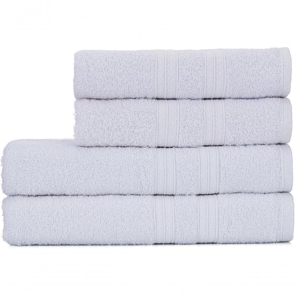 Toalhas De Banho 4 Peças 100% Algodão Alta Absorção 2 Banho 2 Rosto Padrão Hotel pousada Branca