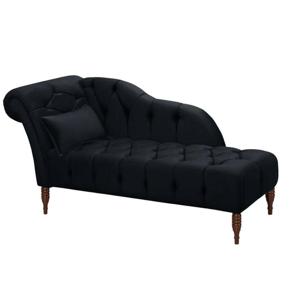 Chaise Longue Divã Montreal Veludo 160cm Speciale Home Preto