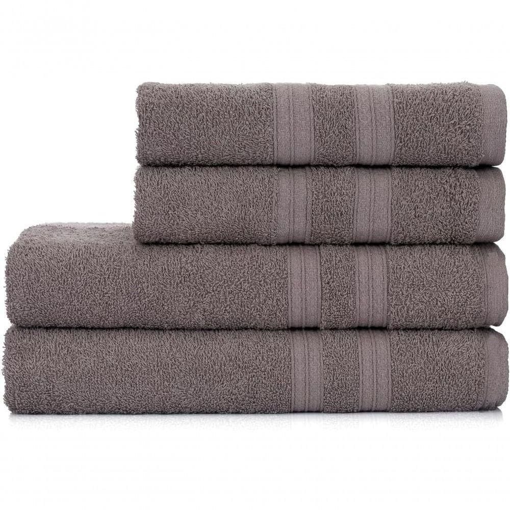 Toalhas De Banho 4 Peças 100% Algodão Alta Absorção 2 Banho + 2 Rosto Padrão Hotel pousada Cinza