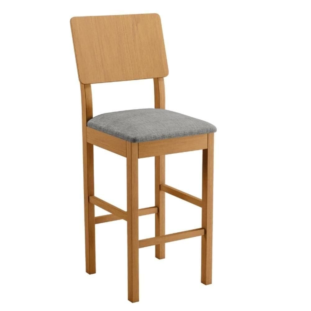 Banqueta Jade 01 Madeira Maciça Jcm Linho Cinza