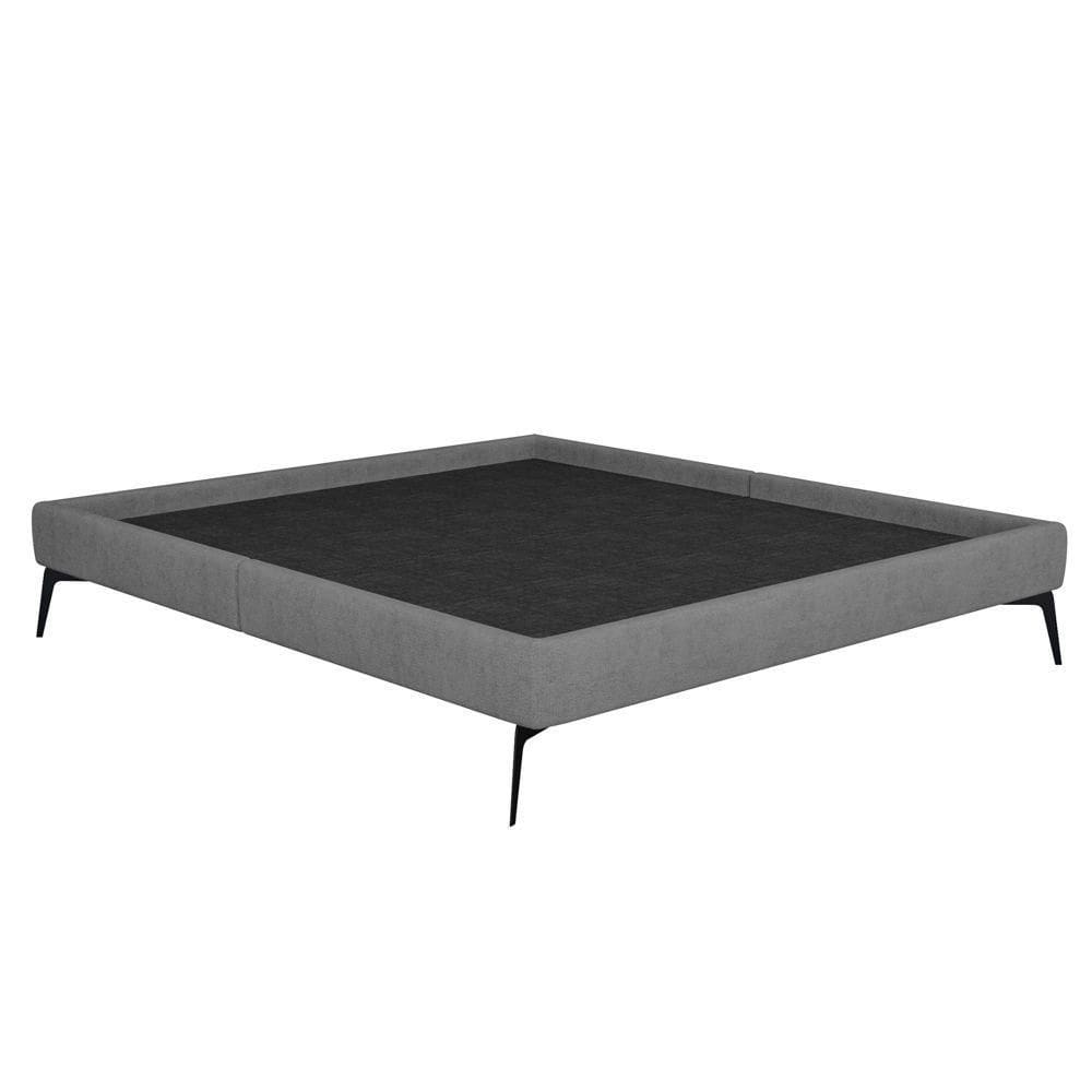 Cama Casal 145cm Pés Metálicos Elisa S05 Veludo Cinza