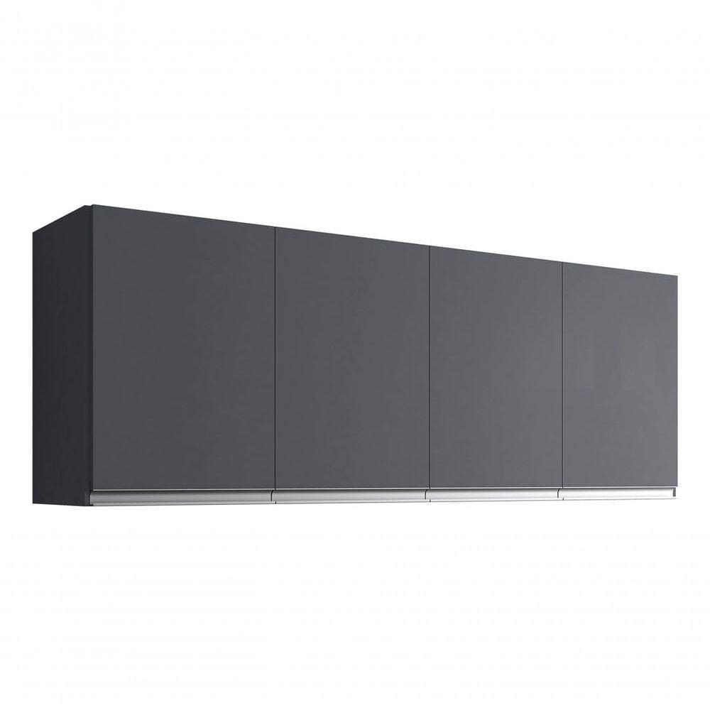 Armário Aéreo Cozinha Cinza 150cm 4 Portas Ajl Móveis