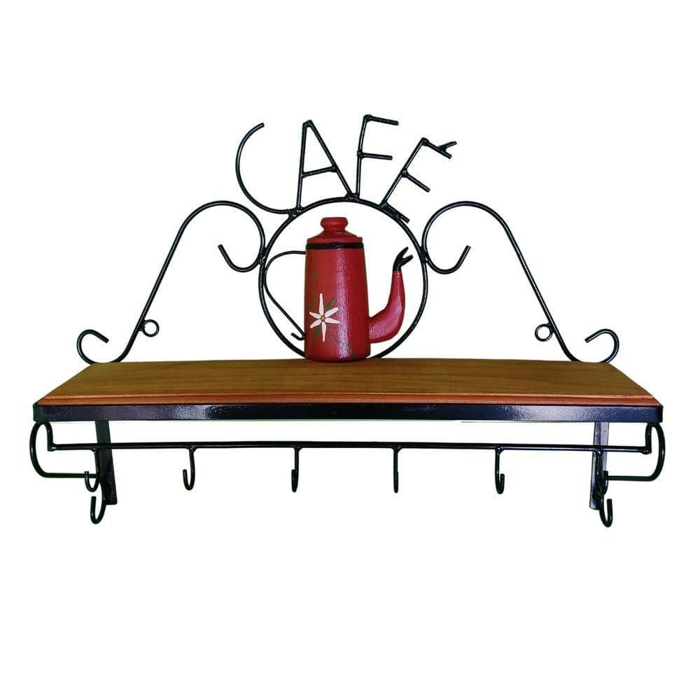 Prateleira De Café Porta Tempero 60cm Tema Bule Vermelho Sudeste Rústico