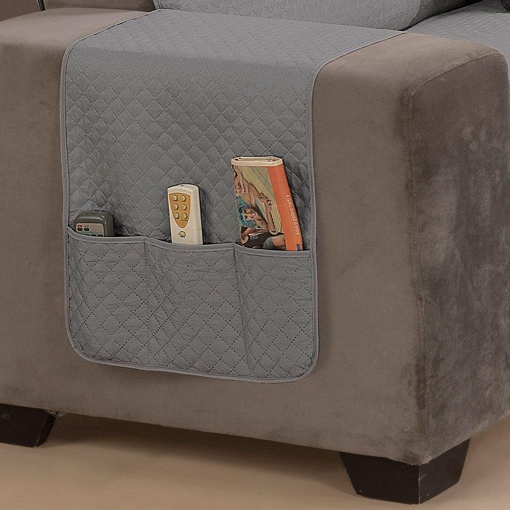 Protetor De Sofá Padrão 4 Lugares Impermeável 100% Poliéster Cor:cinzapreto