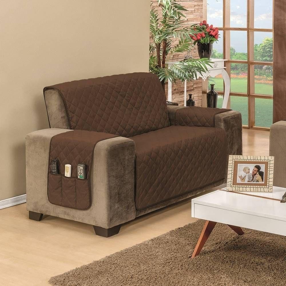 Protetor De Sofá Dupla Face Manu 2 Lugares King - Cáqui/marrom