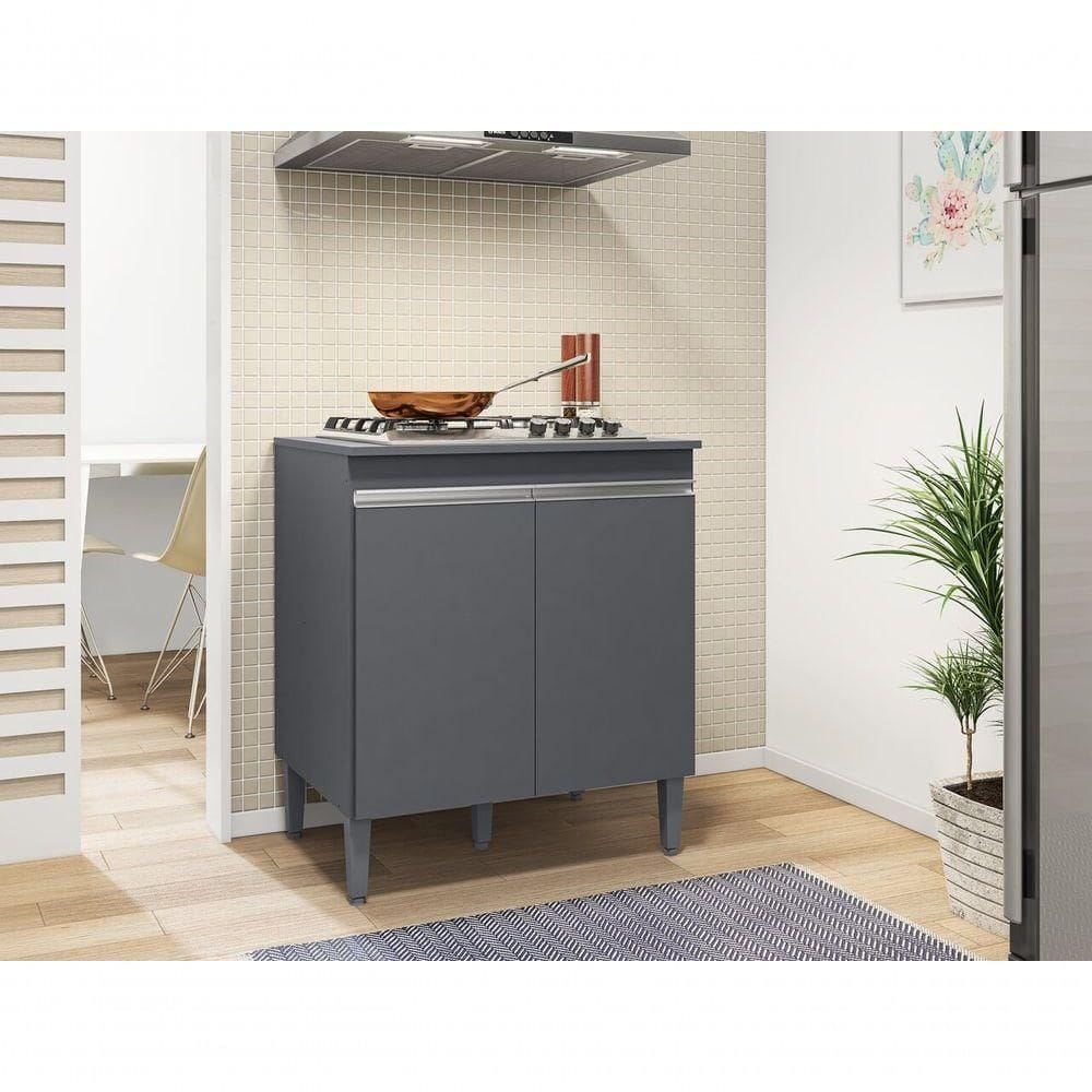 Balcão Cooktop Andreia 4 Ou 5 Bocas Cinza - Ajl Móveis