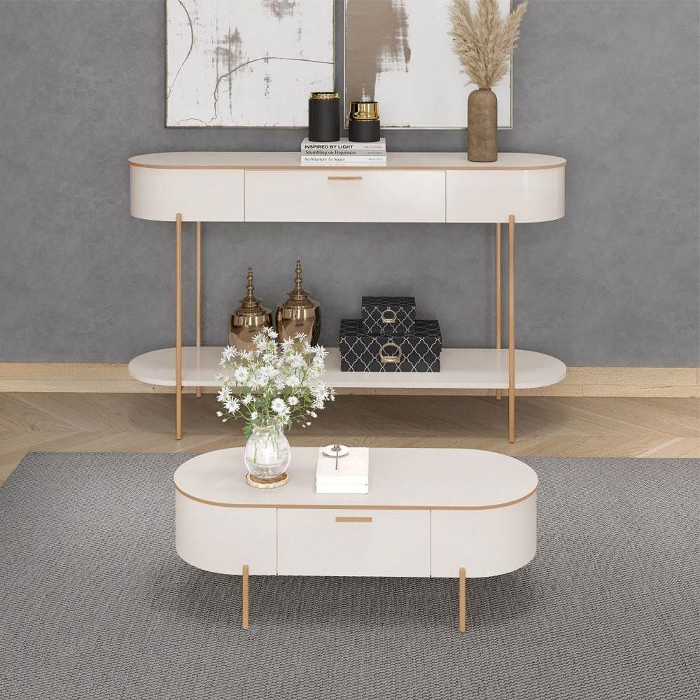 Mesa De Centro Celena 107 Cm Dj Moveis Off White