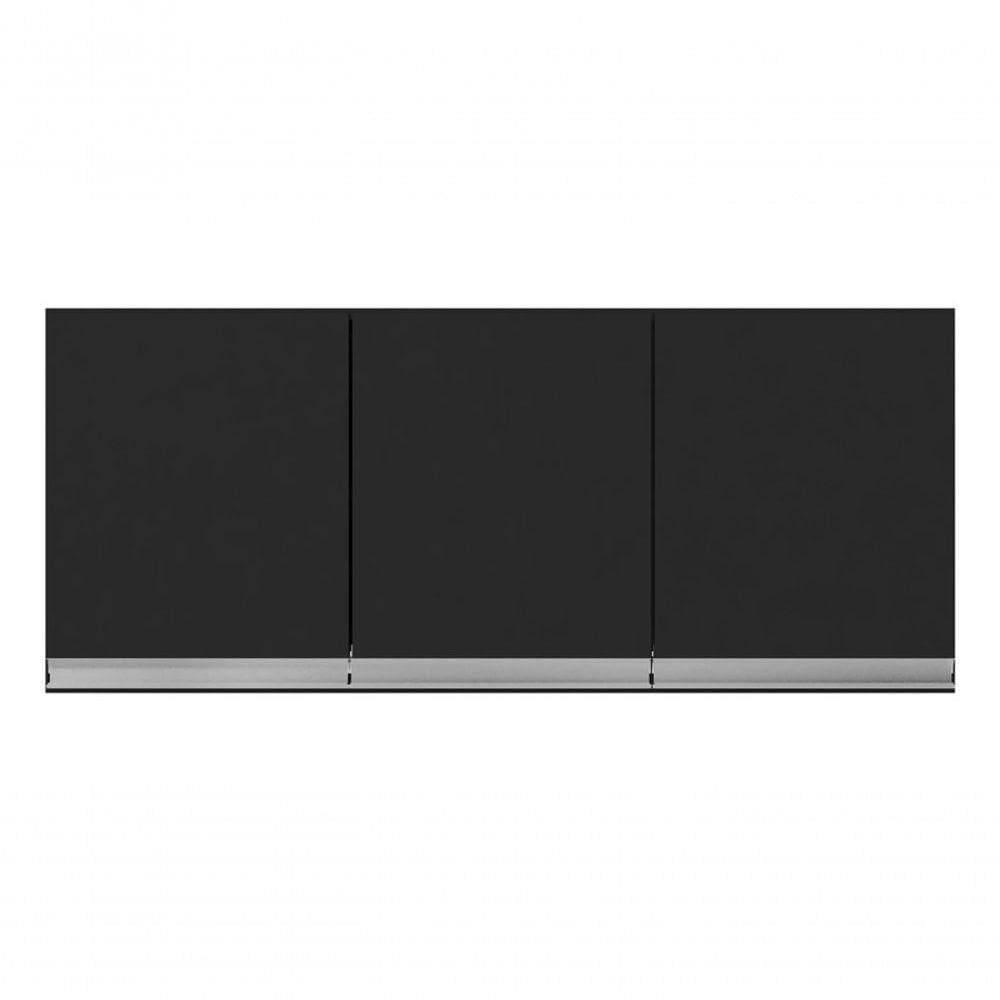 Armário Aéreo Multiuso P- Cozinha Andreia 120cm C-03 Portas Preto
