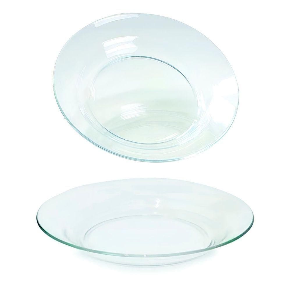 Kit Jogo Prato Fundo Sopa Transparente 6 Peças 22,5cm