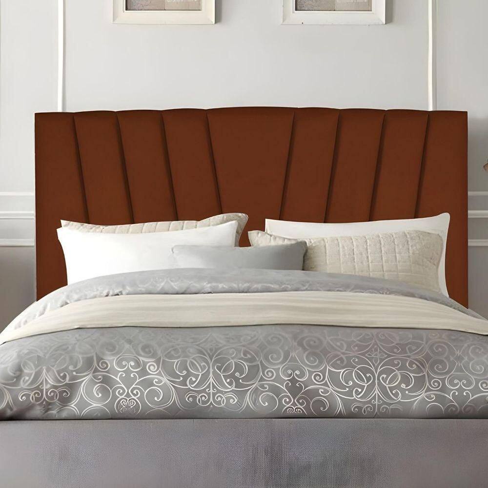 Cabeceira Casal De Cama Estofada 140 Cm Emma Veludo Terracota