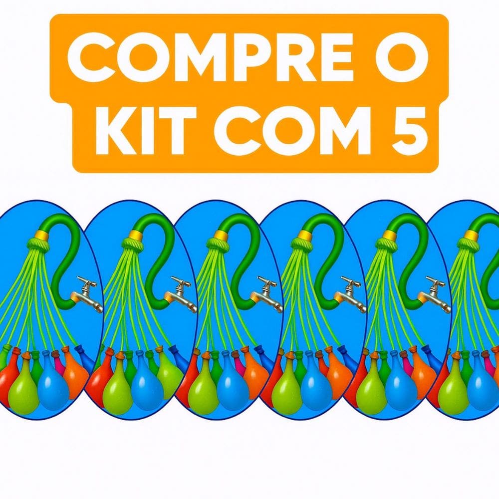 KIT 5 Enche Bexiga Água 60s Auto-Se Conector Enche 37 Balões
