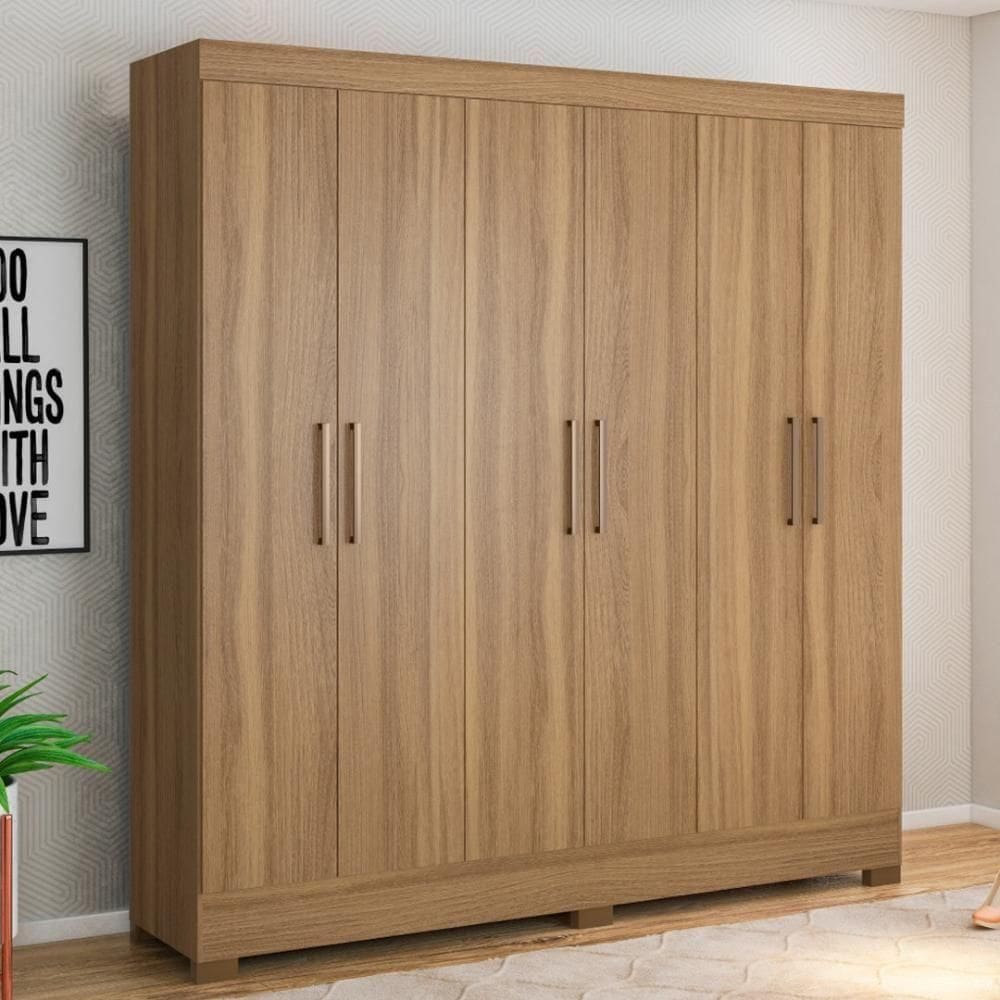 Guarda Roupa Casal 6 Portas E 3 Gavetas Prático Amêndola Touch
