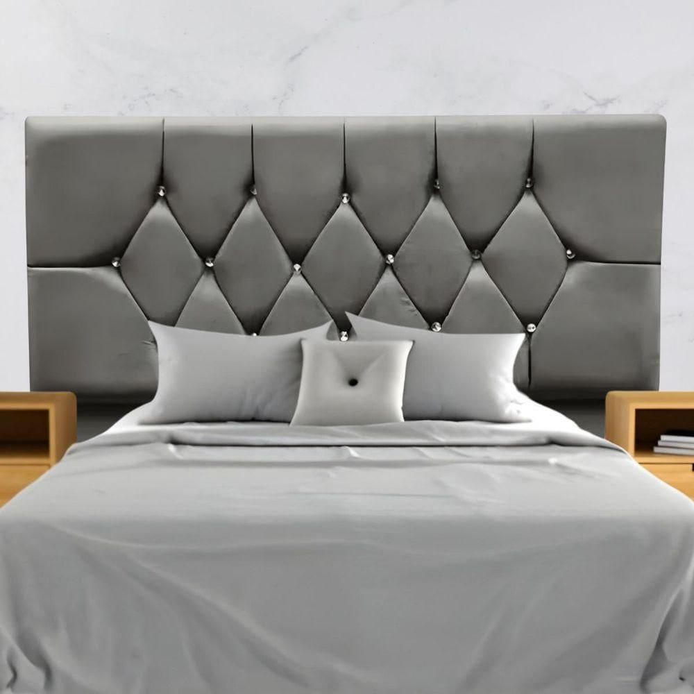 Cabeceira Cama Box Estofada Solteirão 100 Cm Suede Melissa Cor:cinza