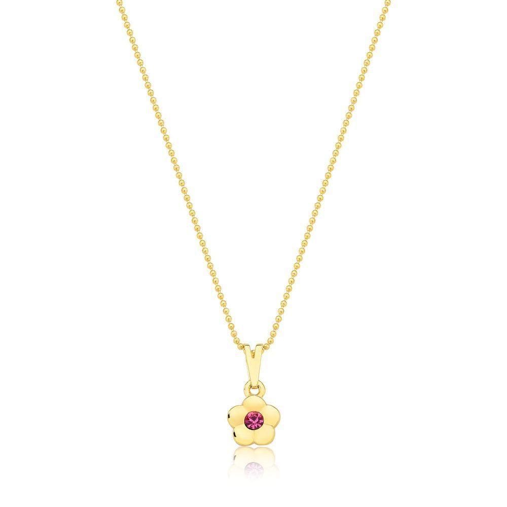 Colar Florzinha Com Cristal Revestido Em Ouro