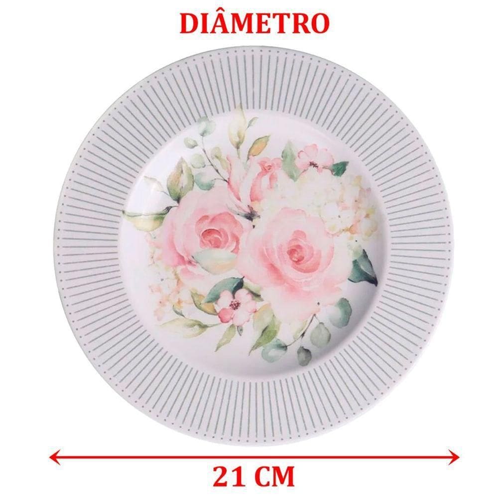 Jogo Pratos Sobremesa Lanche 2peças 2 Pessoas Ornatta 21cm