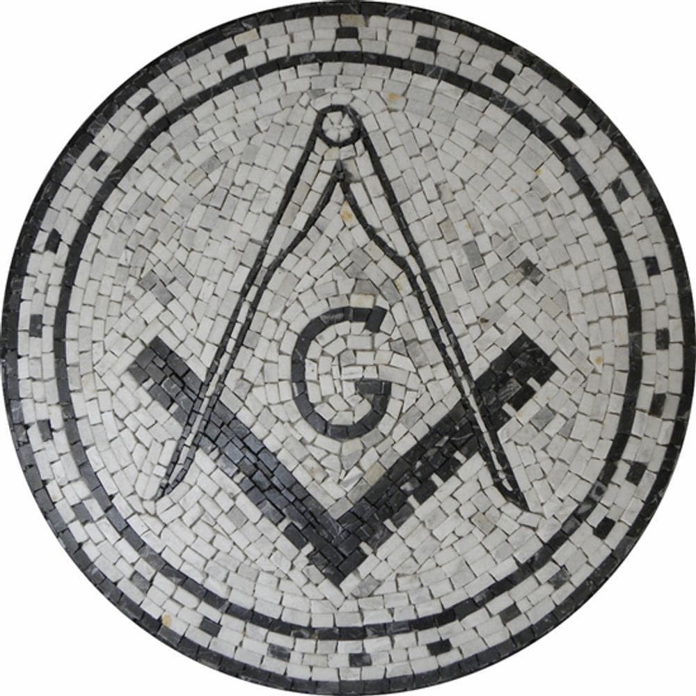 Piso Maçom Em Mosaico Esquadro E Compasso I Tamanho 130cm