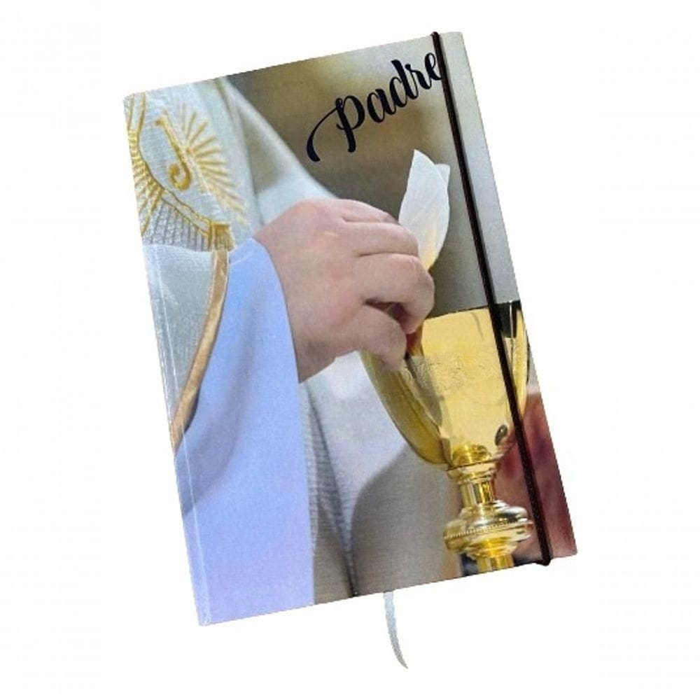 Caderno Sketchbook Grande Capa Religião Padre 21x14cm Miolo Sem Pauta Para Desenhar