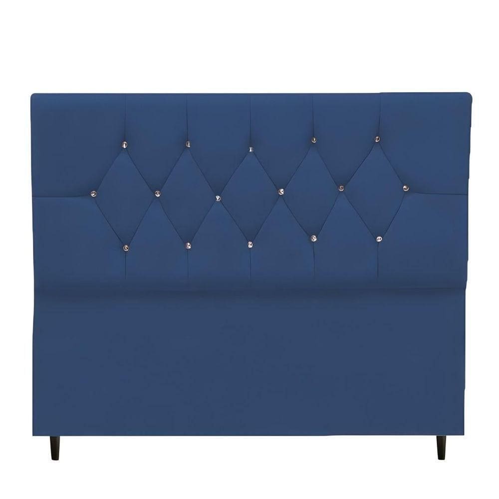 Cabeceira Para Cama Box Estofada King 195 Cm Suede Melissa Cor:azul Marinho