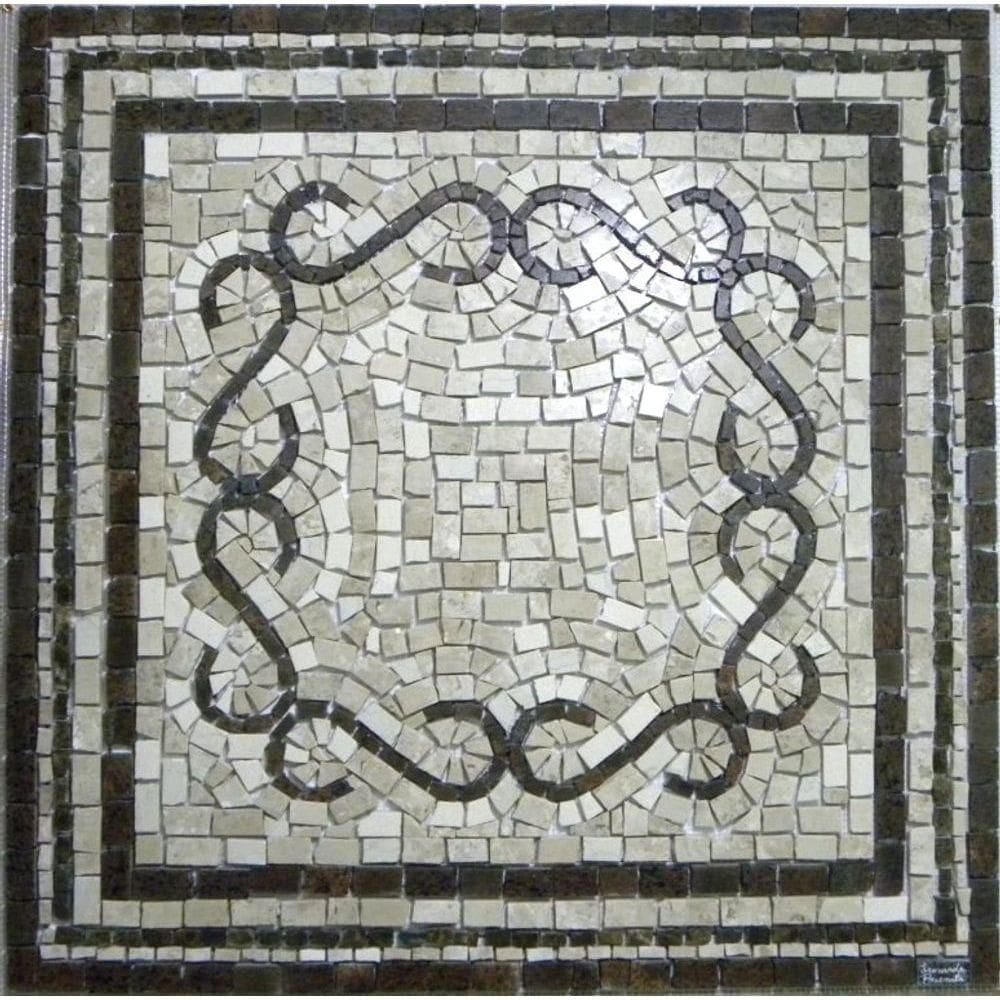 Piso Em Mosaico Romano Volute In Quadrato Tamanho 120cm
