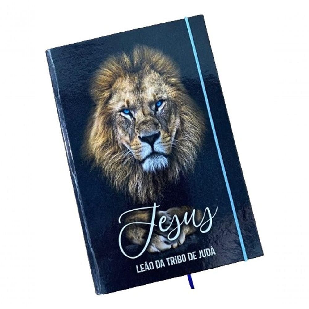 Caderno Sketchbook Grande Capa Religião Leão Jesus 21x14cm Miolo Com Pauta Para Escrever