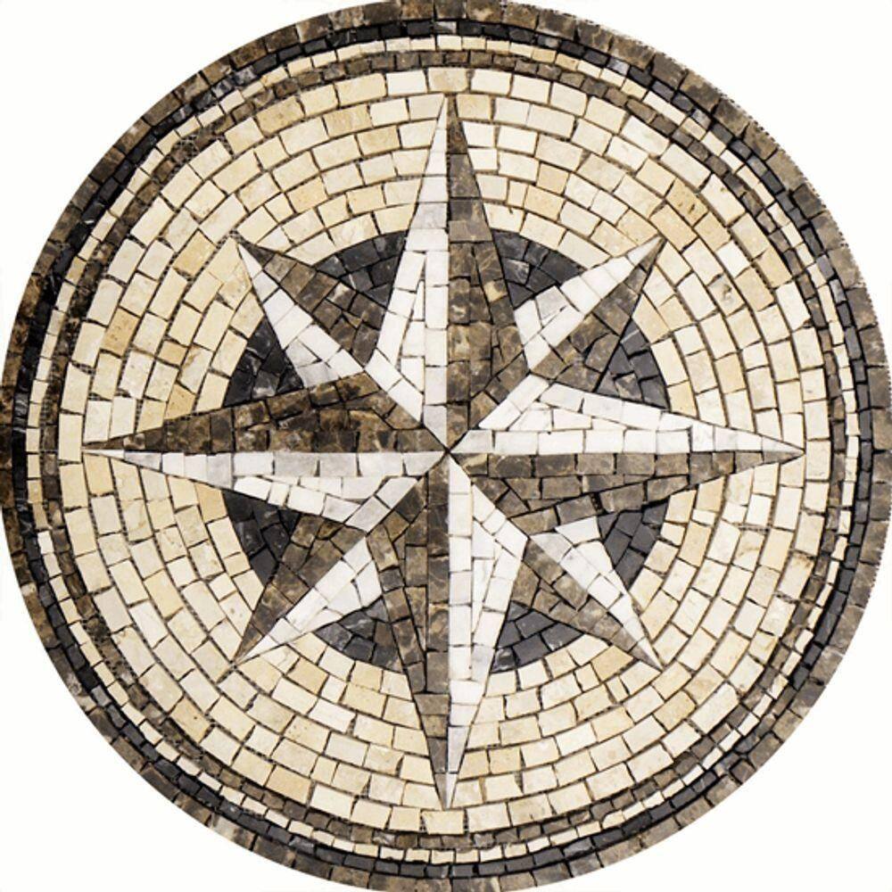 Rosa Dos Ventos Em Mosaico Exclusivo Tamanho 90cm