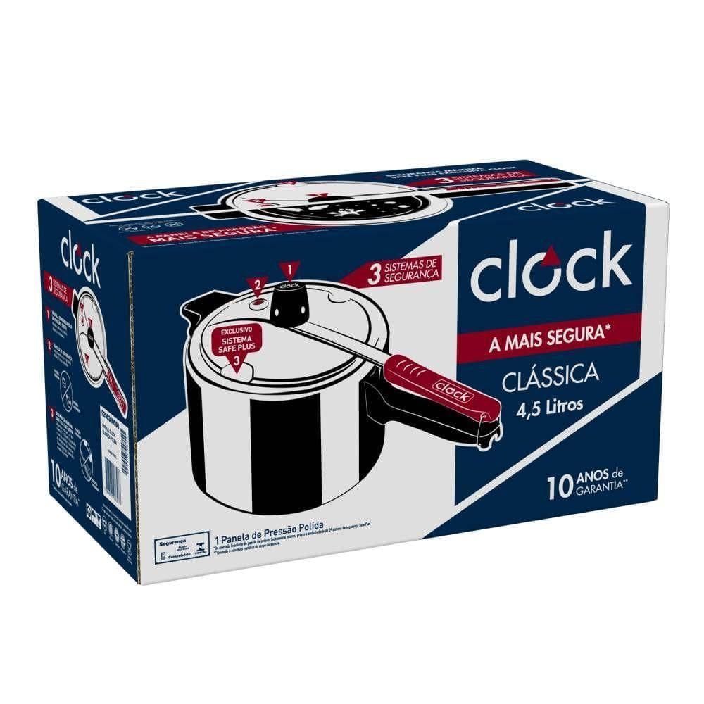 Panela De Pressao 4,5l Clock Aluminio Polido