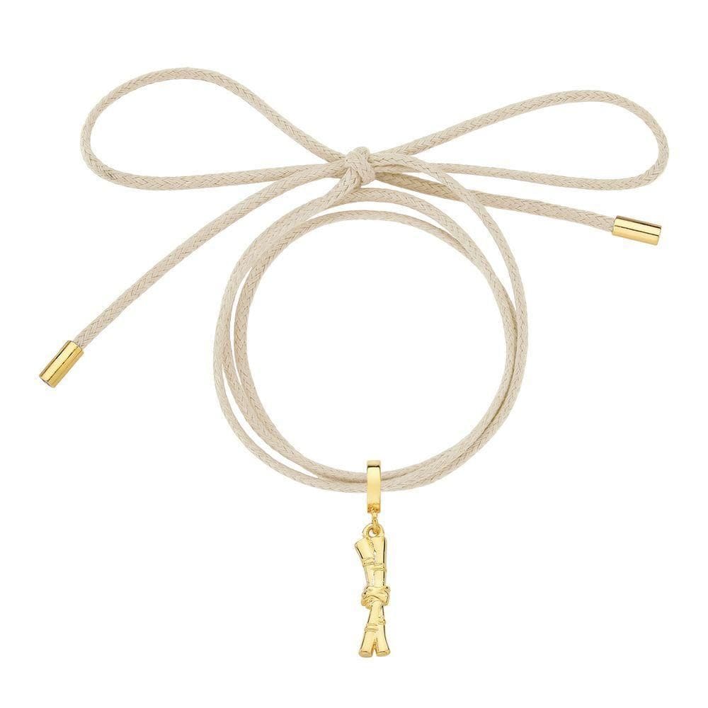 Cordão De Algodão Com Pingente Cana De Açúcar Revestido Em Ouro