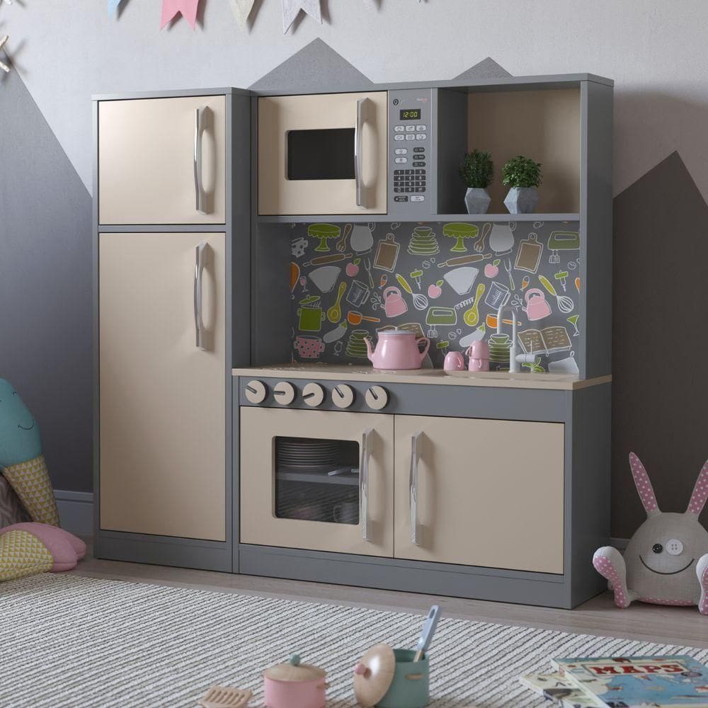 Cozinha Infantil Com Refrigerador México Cinza