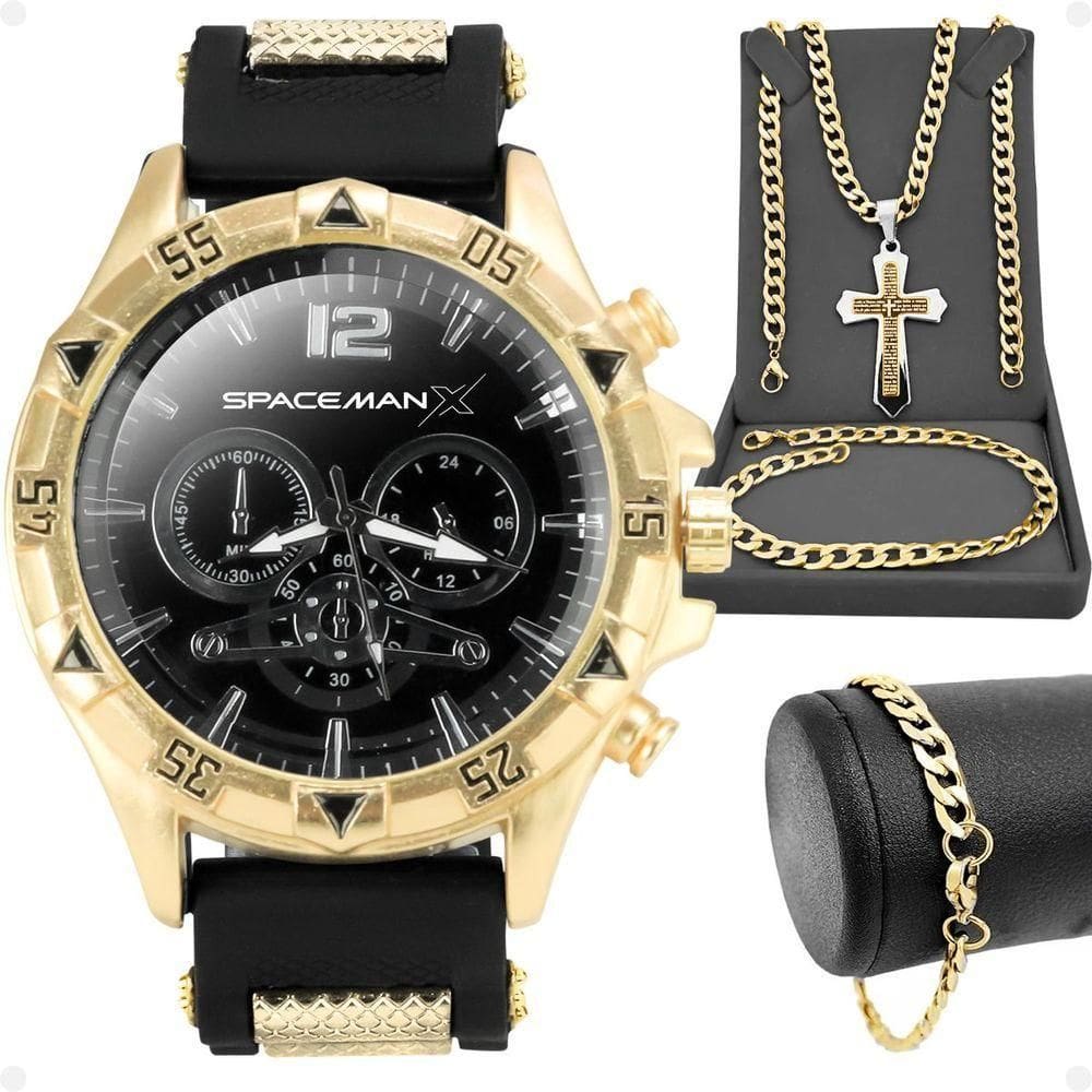 Pulseira Relogio Masculino Banhado Aço Dourado Inoxidável