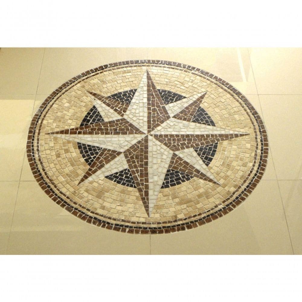 Rosa Dos Ventos Em Mosaico Para Piso Tamanho 130cm