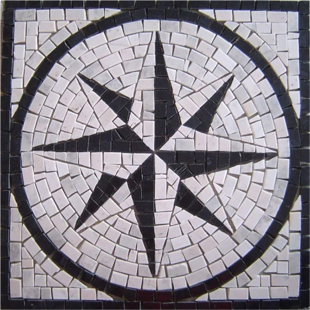 Rosa Dos Ventos Em Mosaico Rosone Fiorentino Tamanho 120cm