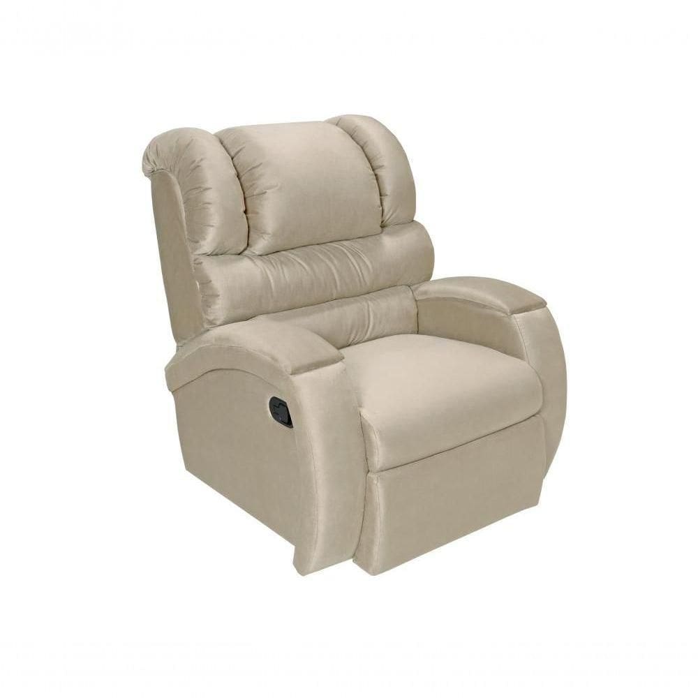 Cadeira Poltrona Reclinável Para Idoso Imperial Zero Wall Com Balanço E Giro Com Massageador Suede Areia