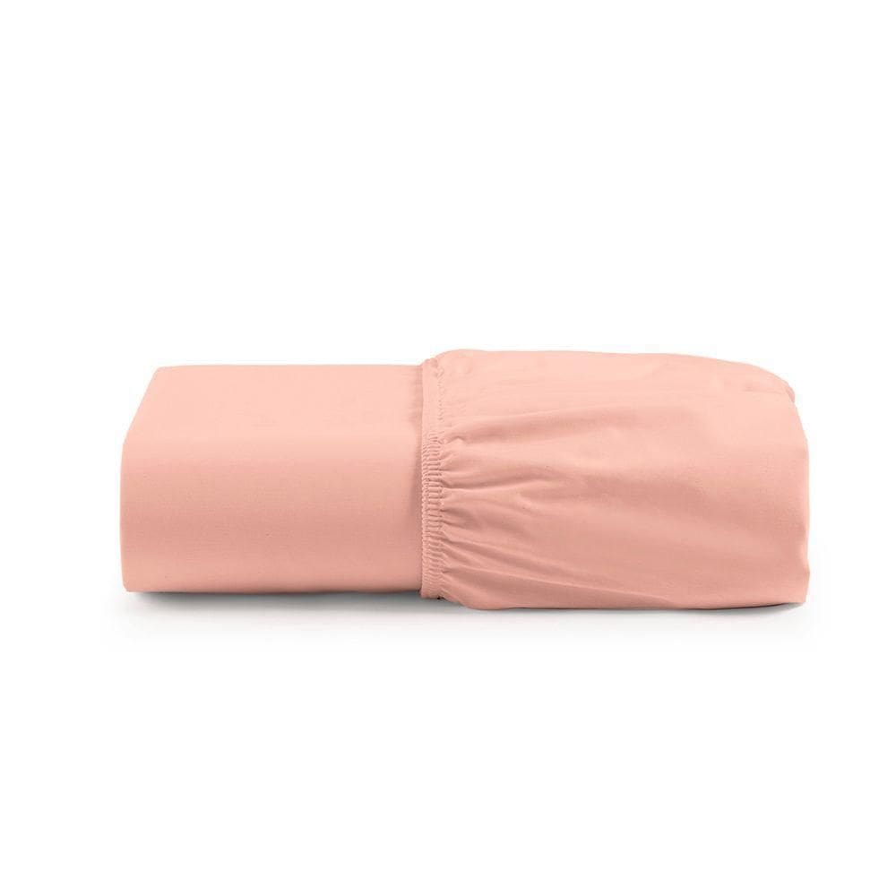Lençol Cintilante King Percal 180 Fios 100% Algodão Com Elástico - Rosa