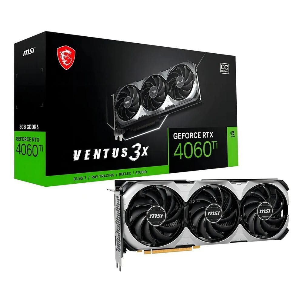 Placa de Vídeo MSI NVIDIA Ventus 3X OC RTX-4060TI 16GB GDDR6