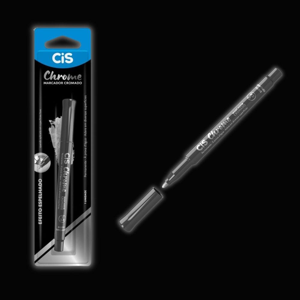 Caneta Marcador Cromado Efeito Espelhado Prata Permanente 2.0mm Chrome - CIS