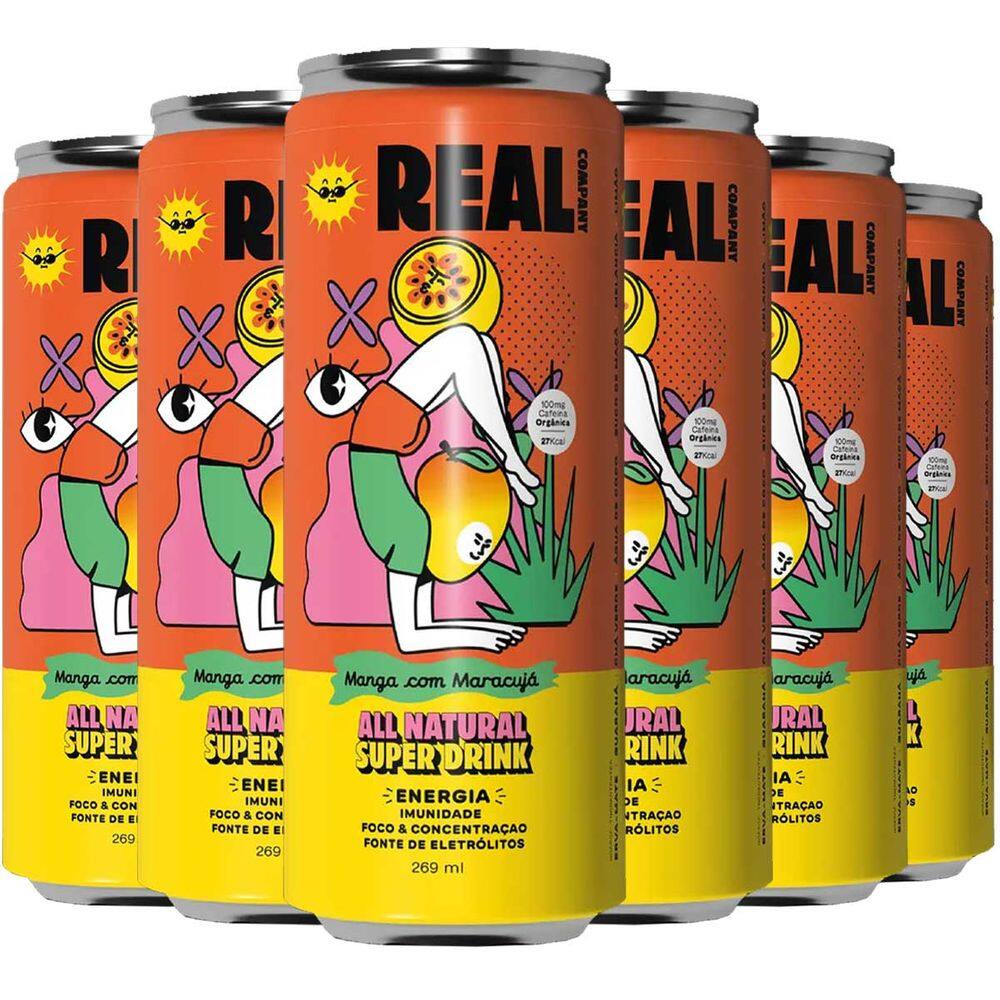 6x Energético Natural Functional Drink 269mL Manga Maracujá