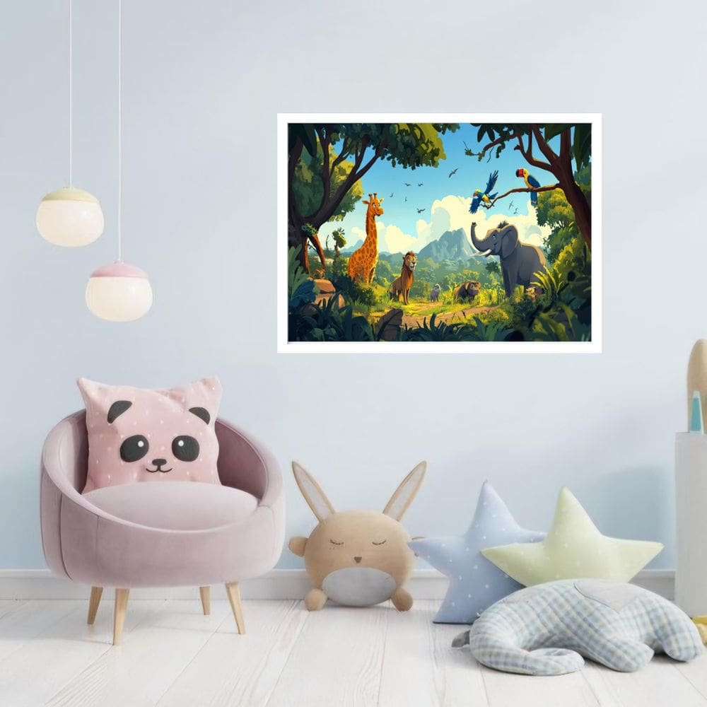 Quadro Decorativo Floresta Animais - 50X70Cm