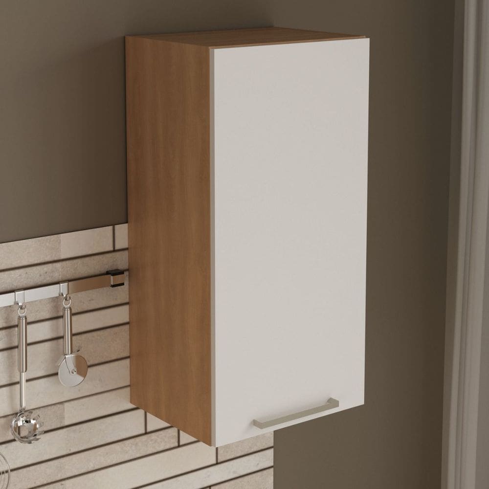 Armário Aéreo Multiuso para Cozinha 40cm 1 Porta Freijó Branco CZ3118