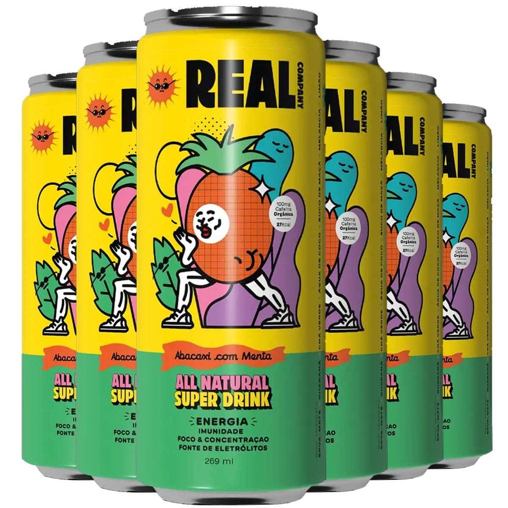 6x Energético Natural Functional Drink 269mL Abacaxi Hortela