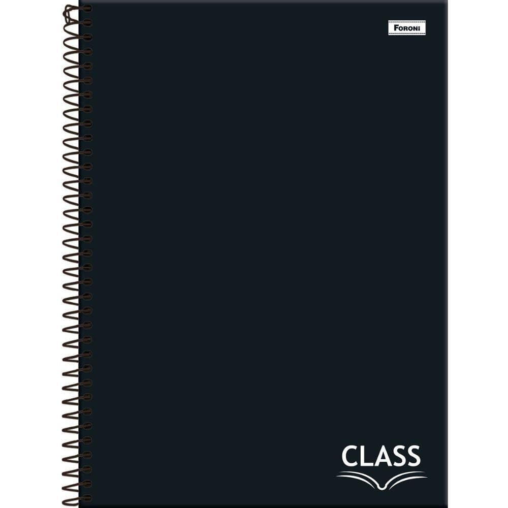 Caderno Espiral Capa Dura Universitário 10 Matérias Class 160f Foroni Preto