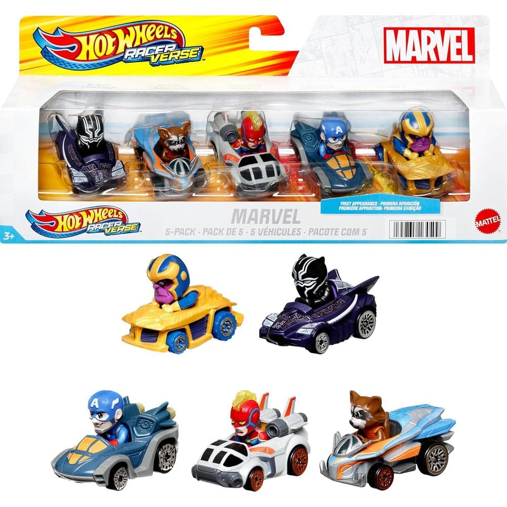 Pack 5 Miniaturas Hot Wheels Race Mrvel Verse 4509