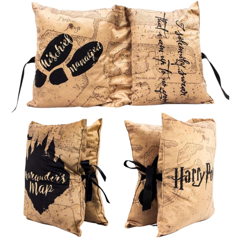 Almofada 3D Mapa Do Maroto Cartão Com Laço Aveludada Oficial Harry Potter