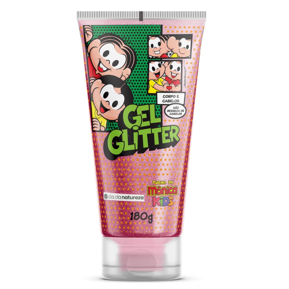 Gel Glitter Turma da Mônica Kids Cia da Natureza Cabelo e Corpo 180g