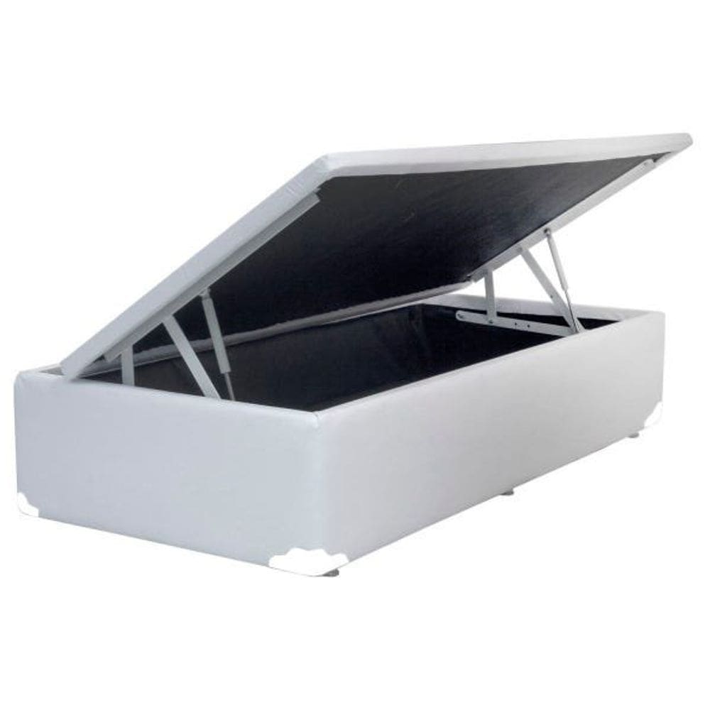 Cama Box Báu Solteiro Sintético Branca - 39x78x188