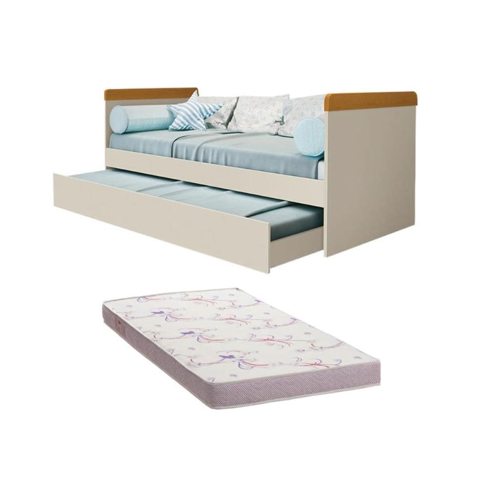 Bicama Nuth Reller Solteiro Babá com Colchão 188x88 cm